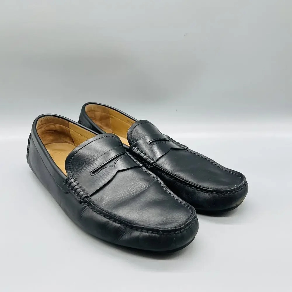 Bally Shoes Mens 9 Black Leather Driving Penny Loafers Slip On Casual Comfort